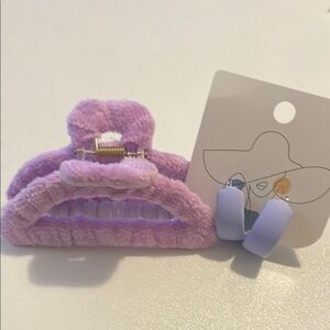 #084. Fuzzy Hair Clip and Earrings